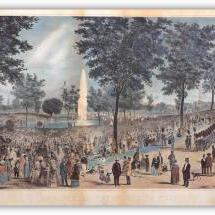 A historic drawing the Water Celebration in Boston Common, 1848